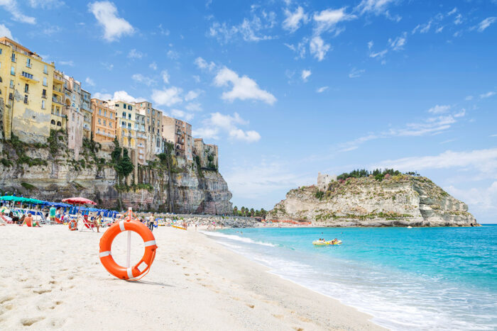 the golden sand and the sea of Tropea